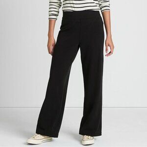 Lands’ End Black Cotton Knit Wide-Leg Pants – Size 1X (16W-18W)